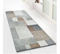 Tapis de couloir Lucano, Quadrillage dominante Marron 80 x 500 cm