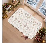 Tapis de couloir minimaliste thème forêt hivernale sapins de Noël 2 x 3 | Tapis de couloir minimaliste sur le thème de la forêt hivernale, motifs de rennes dessinés à la main
