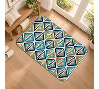 Tapis de couloir moderne imprimé triangle géométrique 2 x 3 | Imprimé géométrique, tapis de couloir texturé, motifs brossés, blocs de couleurs modernes, accents de sol d'entrée
