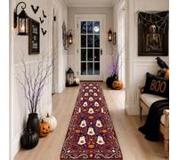 Tapis de couloir motif citrouilles, fantôme ludique, araignée, Halloween, violet, antidérapant, esthétique, tapis de sol rectangulaire pour cuisine, entrée, buanderie, décoration de chevet, 0,6 x 2,4