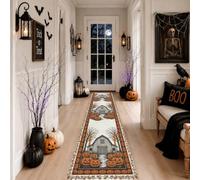 Tapis de couloir pour maison hantée, citrouilles saisonnières, arbre nu, Halloween, orange, à poils ras - Esthétique - Tapis de sol rectangulaire pour cuisine, buanderie, porte, entrée, décoration