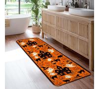 Tapis de couloir pour maison hantée, fantôme effrayant, citrouilles, Halloween, orange, antidérapant, tapis rectangulaire à imprimé pour cuisine, entrée, buanderie, couloir, 6,1 x 1,8 m