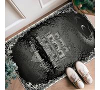Tapis de couloir pour maison hantée, gothique, arbres effrayants, lune, Halloween, noir, antidérapant, résistant à la décoloration pour cuisine, buanderie, porte, entrée, décoration (0,6 x 0,9 m)