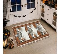Tapis de couloir pour maison hantée, motif citrouilles saisonnières, arbre nu, Halloween, orange, antidérapant, esthétique, tapis rectangulaire pour cuisine, couloir, buanderie, entrée, décoration