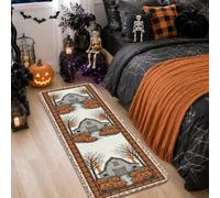 Tapis de couloir pour maison hantée, motif citrouilles saisonnières, arbre nu, Halloween, orange, antidérapant, ne perd pas ses poils pour cuisine, entrée, buanderie, couloir, 0,6 x 1,5 m