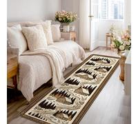 Tapis de couloir rustique inspiré de la nature avec pin, rivière d'automne - Éponge à poils courts - Ne perd pas ses poils - Pour cuisine, buanderie, porte, entrée, décoration - 0,6 x 2,4 m