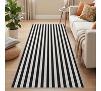 Tapis de Couloir Scandinave Minimaliste Lavable 60 x 180 cm, Antidérapant Poils Courts Beige Tapis de Passage Cuisine Paillassons, Polyvalent Rayures Blocs Couleur Tapis de Chambre pour Devant Évier