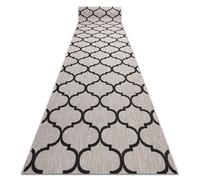 TAPIS DE COULOIR SIZAL FLOORLUX modèle 20608 Treillis marocain argentin / noir 70 cm 70x160 cm