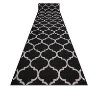 TAPIS DE COULOIR SIZAL FLOORLUX modèle 20608 Treillis marocain noir / argentin 80 cm 80x160 cm