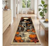 Tapis de Couloir Squelette Citrouille Chauve-Souris, Tapis Couloir Long