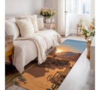 Tapis de couloir style western vintage cactus cheval été marron à poils courts en éponge pour la maison, la cuisine, l'entrée, la buanderie, le couloir, 0,6 x 2,4 m