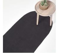 Tapis de couloir tissé à plat en coton Noir, 66 x 200 cm
