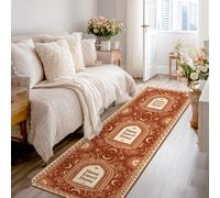 Tapis de couloir traditionnel rustique à poils courts en éponge marron rectangulaire pour cuisine, buanderie, porte, entrée, décoration d'intérieur, 0,6 x 2,4 m