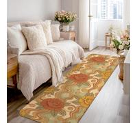 Tapis de couloir vintage à poils courts en éponge résistant à la décoloration pour cuisine, buanderie, porte, entrée, décoration d'intérieur, 0,6 x 2,4 m