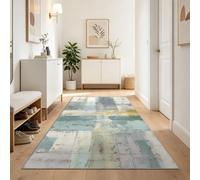Tapis de Couloir Vintage Shabby Chic Abstrait Blocs De Couleur 80x180 cm, Tapis de Passage pour Cuisine Salon Chambre Balcon Entrée Interieur, Antidérapant et Lavable Tapis pour Buanderie, Multicolore