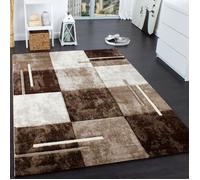 Tapis De Créateur Moucheté Aux Contours Découpés à Carreaux Marron Beige Crème [60x110 cm]