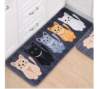 Tapis de cuisine - Antidérapant - Devant évier 50x120cm Chaton gris