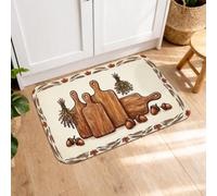 Tapis de cuisine bouilloire pour sol, pots rustiques, citrouilles, rouge automne, confortable, lavable, pour évier, buanderie, entrée, couloir, 40,6 x 61 cm