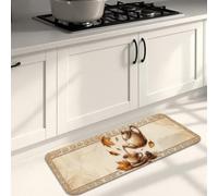 Tapis de cuisine bouilloire pour sol, rustique, vintage, feuilles d'automne, marron, confortable, lavable, pour évier, buanderie, entrée, salle de bain, 40,6 x 119,4 cm