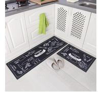 Tapis de Cuisine Devant Evier - 2 Pièces Tapis Cuisine Antidérapant Absorbent Lavable en Machine 40 * 60+40 * 120cm