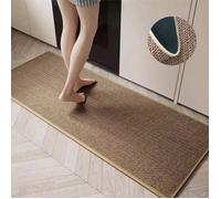 Tapis de Cuisine Devant Evier Antidérapant en Caoutchouc et Lavable, Lin, Marron , 44 x 120cm