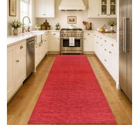 Tapis De Cuisine Devant Evier Couloir Antidérapant Rouge 80 x 250 cm | Rectangle Lavable en Machine Absorbant Long d Entree Interieur Sur Mesure Paillasson Au Mètre Salle à Manger, Buanderie