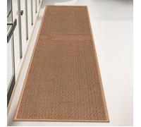 Tapis de Cuisine en Lin Antidérapant 45x150cm - Dos en Caoutchouc, Imperméable, Anti-Huile, Facile à Nettoyer - Marron