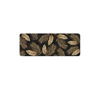 Douceur d'Intérieur Tapis De Cuisine D'intérieur Rectangle Imprimé Feuilles goldena - Noir Et Doré - 45 X 120 Cm
