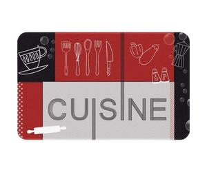 Tapis de cuisine - ID MAT - 50x80 cm - Rouge et Noir - Absorbant - Antidérapant