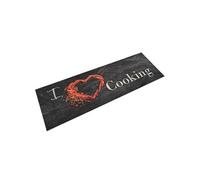 vidaXL Tapis de cuisine lavable Impression Cuisine Antidérapant Intérieur/Extérieur Noir 60x180 cm