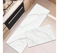Tapis de cuisine motif marbre noir et blanc, lavable en nylon, antidérapant, isolant thermique, absorbant, facile à nettoyer, style nordique minimaliste, idéal pour l'entrée, la buanderie, la table, l