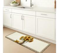 Tapis de cuisine motif tournesol pour sol, bouilloire rustique, théière, jaune d'été, doux, lavable, décoratif, pour évier, buanderie, salle de bain, entrée, 50,8 x 78,7 cm