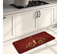 Tapis de cuisine motif tournesol pour sol, citrouilles rustiques, bouilloire, rouge automne, lavable, confortable pour évier, buanderie, entrée, couloir, 40,6 x 119,4 cm
