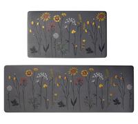 Tapis de cuisine - Set de 2 - Antidérapant - Gris - 120 x 44 cm et 75 x 44 cm - Pour évier et plan de travail