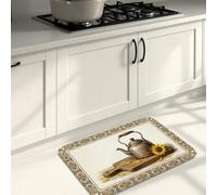 Tapis de cuisine tournesol pour sol, bouilloire rustique, théière, jaune d'été, lavable, confortable, tapis de sol rembourré pour évier, buanderie, salle de bain, meuble-lavabo, 40,6 x 119,4 cm
