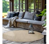 Tapis de Cuisine Uni - SIMPEX - 160 cm Rond - Résistant aux Intempéries - Lavable - Beige