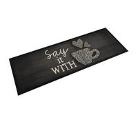 Tapis de cuisine - vidaXL - Imprimé tasse - Noir - 60x180 cm - Velours