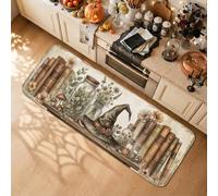 Tapis de cuisine vintage pour apothicaire et sorcière 40,6 x 119,4 cm | Livres anciens, tapis d'évier de cuisine, chapeau de sorcière, collection d'herbes, décoration de cuisine rustique