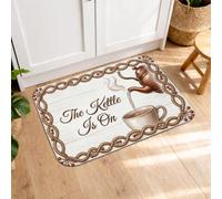 Tapis de cuisine vintage rustique pour sol, motif bouilloire, marron, confortable, lavable, décoration pour éviers, buanderie, salle de bain, 50,8 x 78,7 cm
