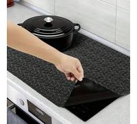 Tapis de cuisinière en silicone résistant à la chaleur, convenant aux plaques de cuisson en céramique, à induction et en verre, tapis de séchage pour bols de cuisine, design à grille noire, accessoire