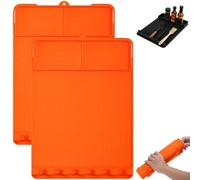 Tapis de cuisson en silicone 3 en 1 pour grille de barbecue, tapis en silicone de qualité alimentaire résistant à la chaleur, multi-fentes intégrées, trou de suspension, organiseur d'ustensiles de