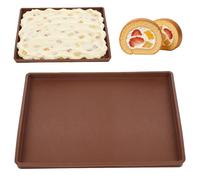 Tapis de cuisson en silicone 30 x 40 x 1 cm,Silicone Tapis Cuisson anti-débordement,tapis de cuisson pour séchoir à fruits roulés suisses avec racloir,Flexible et rebord (Marron)