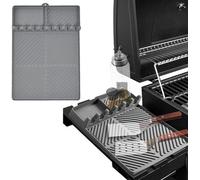 Tapis de cuisson en silicone pour barbecue XL sur chariot avec plateau latéral / table de barbecue pour ustensiles de barbecue (avec rangement pour ustensiles)