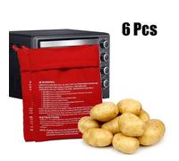 Tapis de cuisson,Sac de pommes de terre réutilisable pour micro ondes, 6 pièces, rouge, cuiseur de cuisson, four de