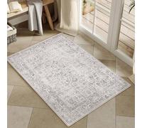 Tapis de décoration vintage gris 60 x 90 cm pour cuisine ou entrée, lavable