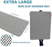 Tapis de douche 60x110 cm, antidérapant, sans ventouses, en PVC, de couleur grise