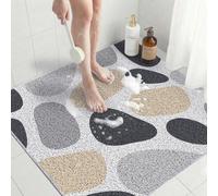 Tapis de douche 80x80 cm en PVC, motif loofah, couleur gris pierre, séchage rapide, drainage