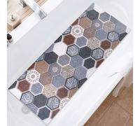 Tapis de douche antidérapant, 40 x 100 cm, en PVC, avec trous de drainage, à séchage rapide, motif en hexagones