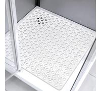 Tapis de douche antidérapant, 70x70 cm, en TPE, avec ventouses et trous de drainage, de couleur blanche