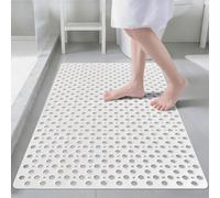 Tapis de douche antidérapant, 80x120 cm, forme rectangulaire, blanc, avec ventouses et orifices de drainage